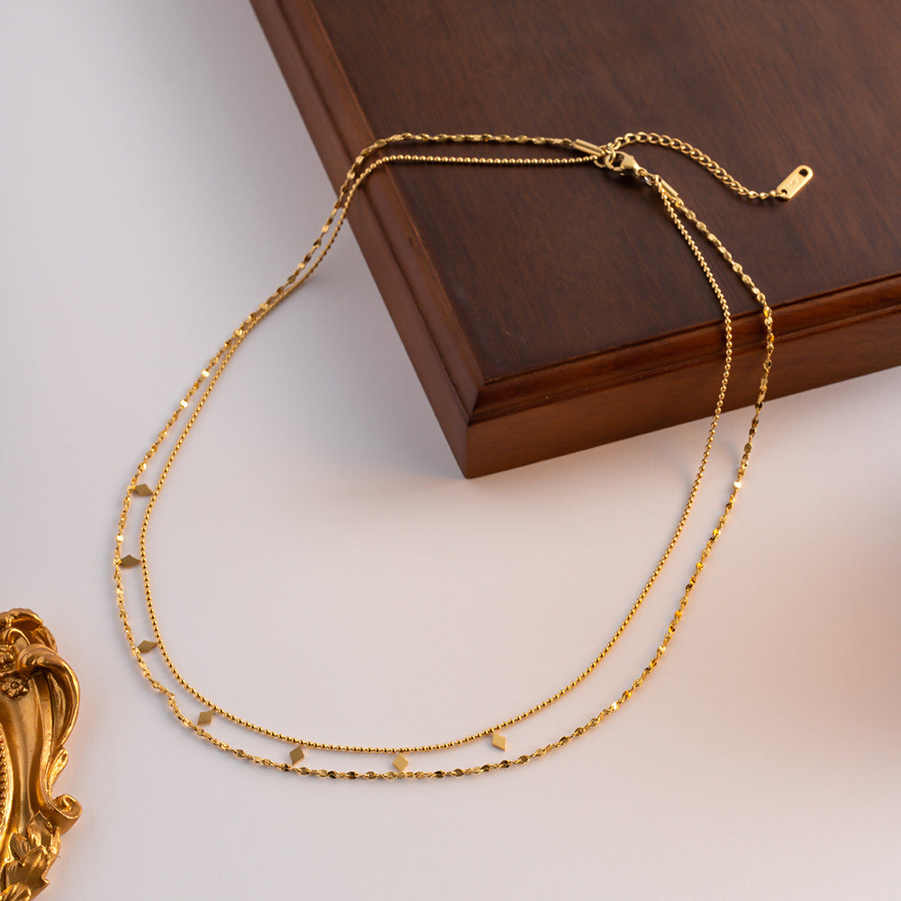 Double layered tassel necklace French fashion niche collarbone