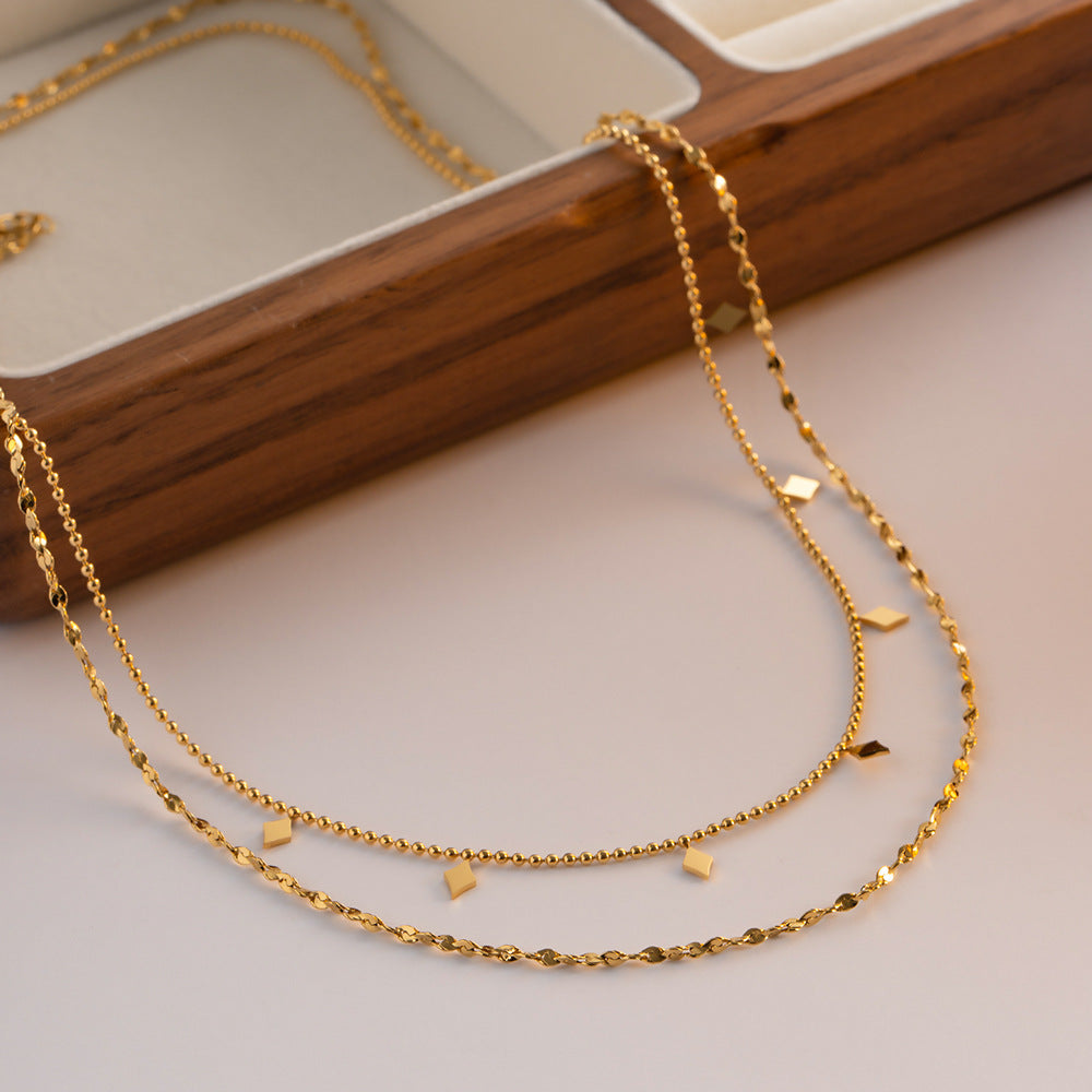 Double layered tassel necklace French fashion niche collarbone