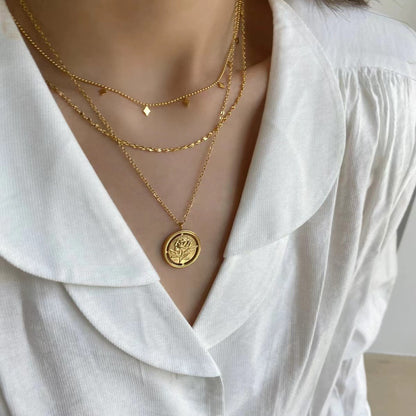 Double layered tassel necklace French fashion niche collarbone
